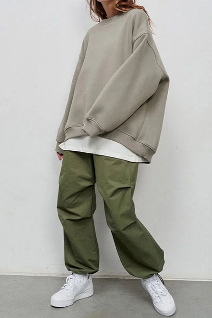 Norvielle Damen Oversize Sweatshirt Rundhalsausschnitt