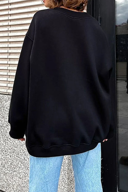 Norvielle Damen Oversize Sweatshirt Rundhalsausschnitt