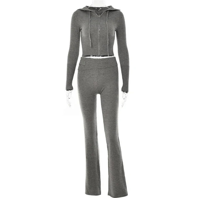 Damen Trainingsanzug Crop Schlaghose Trendig