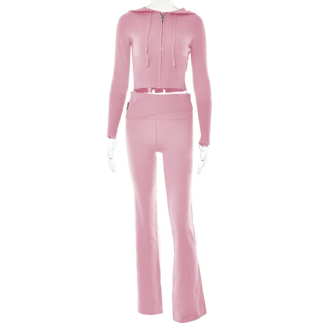 Damen Trainingsanzug Crop Schlaghose Trendig