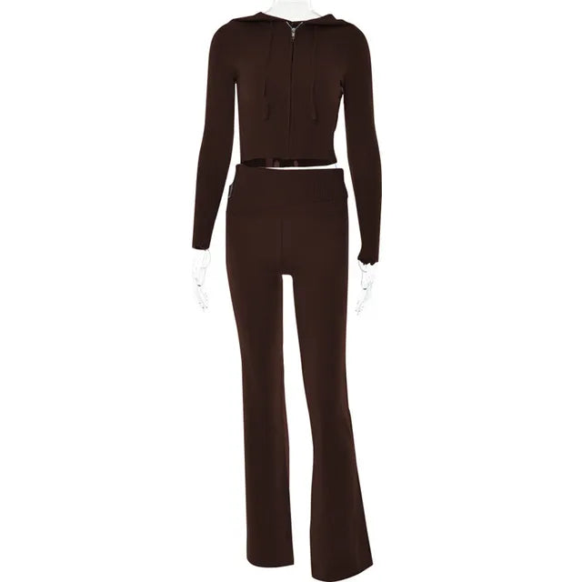 Damen Trainingsanzug Crop Schlaghose Trendig