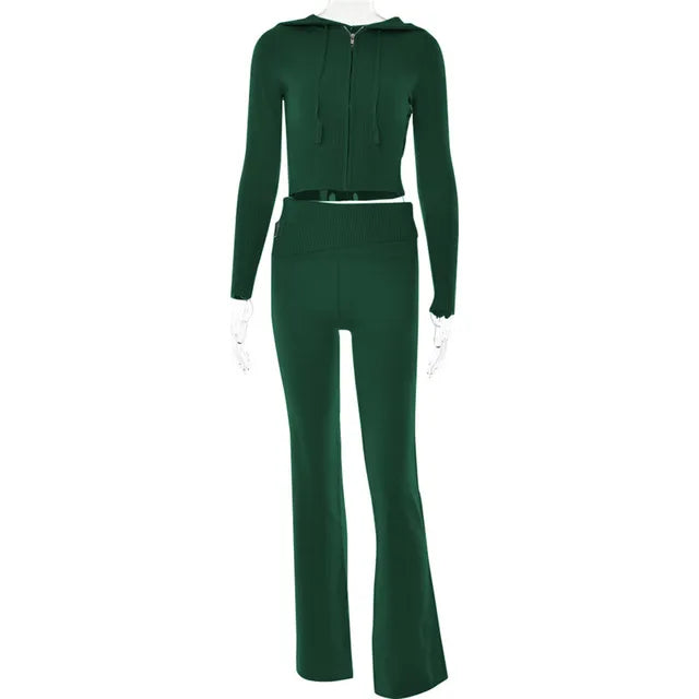 Damen Trainingsanzug Crop Schlaghose Trendig