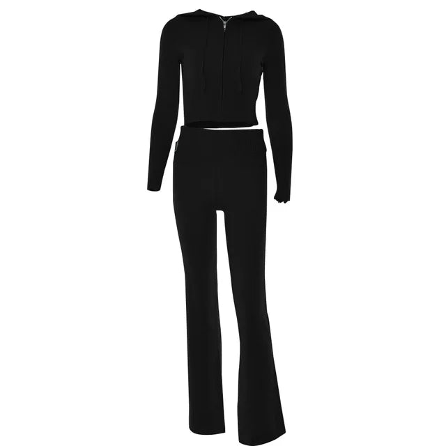 Damen Trainingsanzug Crop Schlaghose Trendig