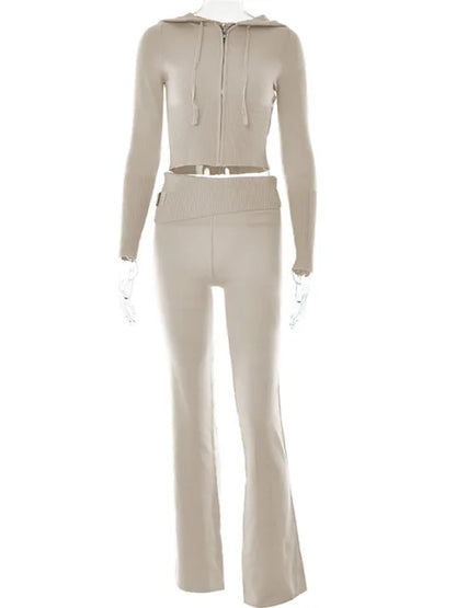 Damen Trainingsanzug Crop Schlaghose Trendig