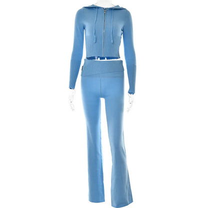 Damen Trainingsanzug Crop Schlaghose Trendig