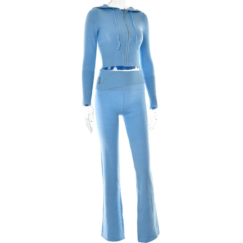 Damen Trainingsanzug Crop Schlaghose Trendig