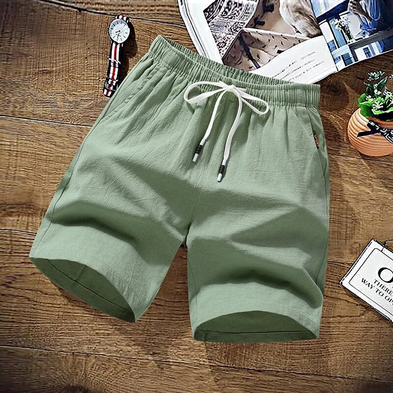 Herren Sommer-Shorts Elastische Taille Kordelzug Beige - Norvielle