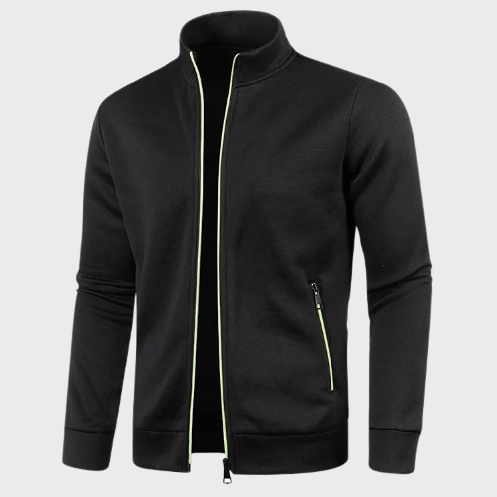 Herren Strickjacke Lässig Reißverschluss Sweatshirt Schwarz - Norvielle