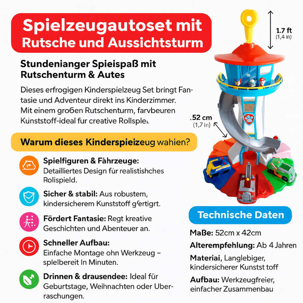 Spielzeugautoset Rutsche Aussichtsturm