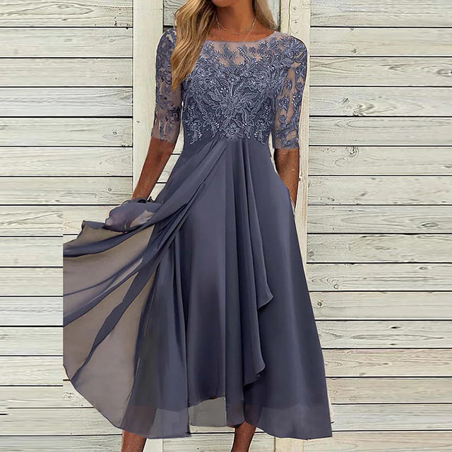 Halblanges Ballkleid Spitze - Norvielle