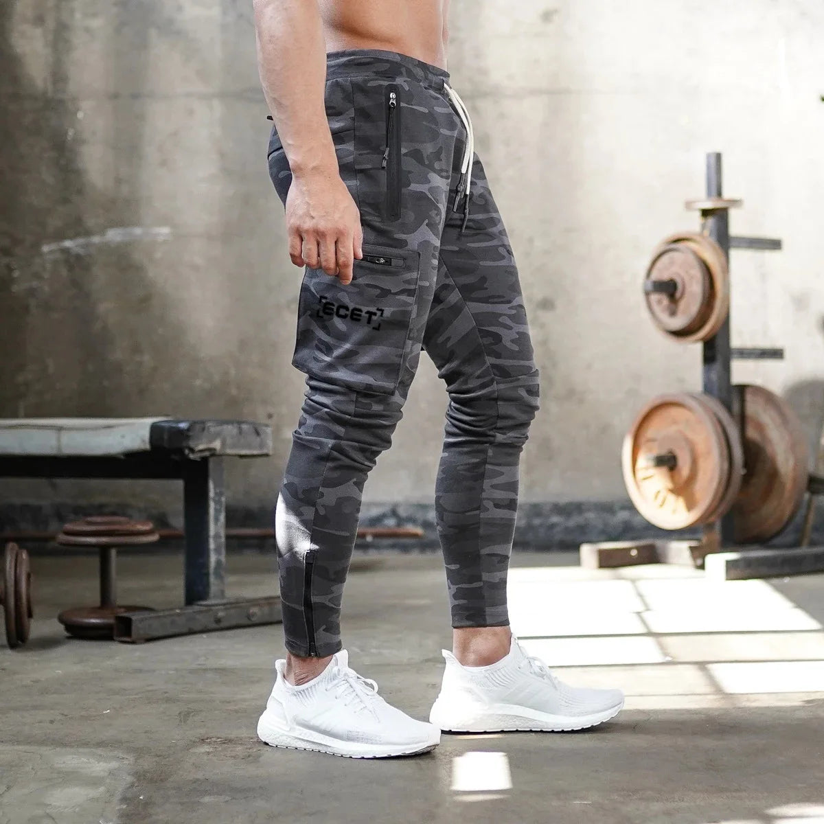 Herren Jogginghose Slim Fit Sportlich Reißverschlusstaschen