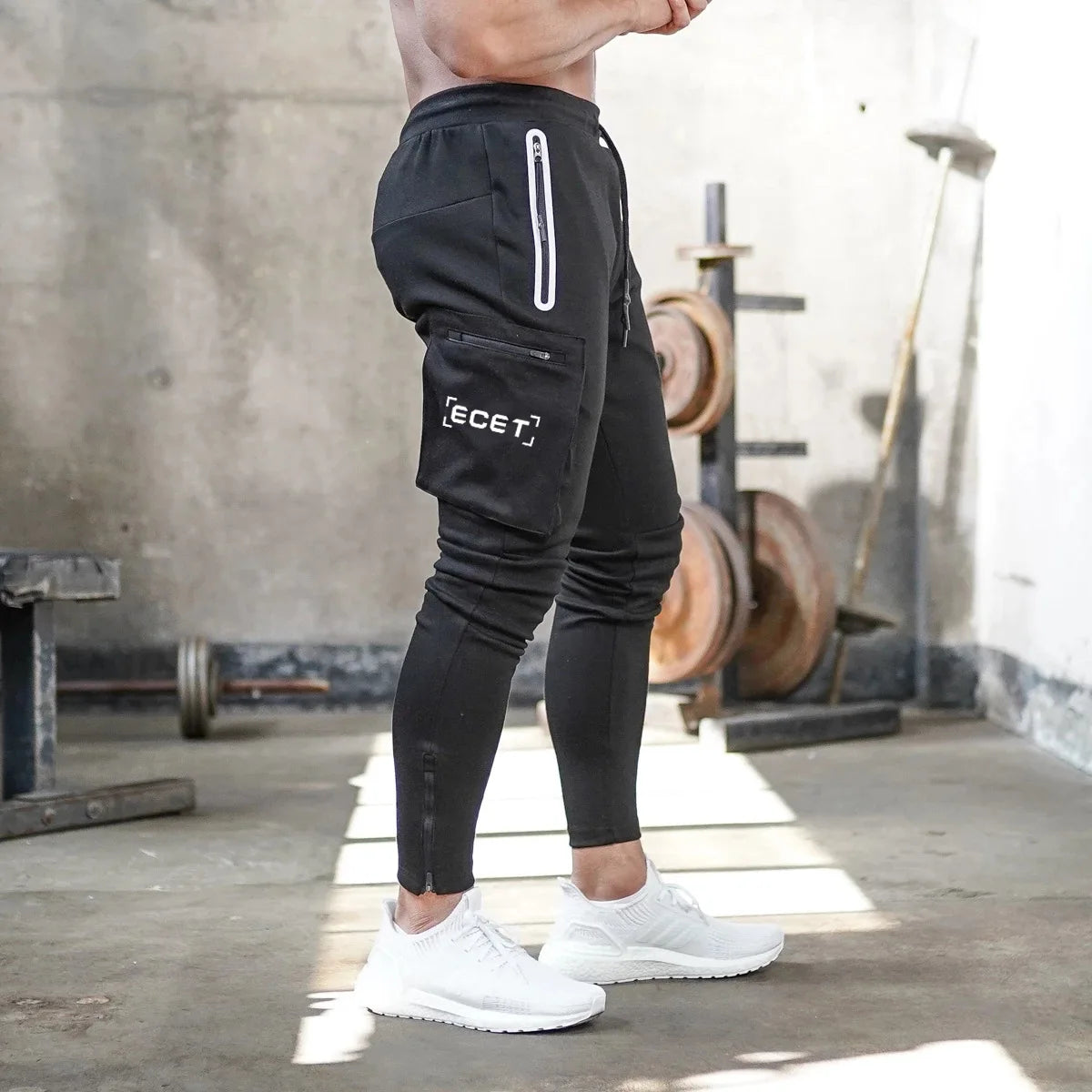 Herren Jogginghose Slim Fit Sportlich Reißverschlusstaschen