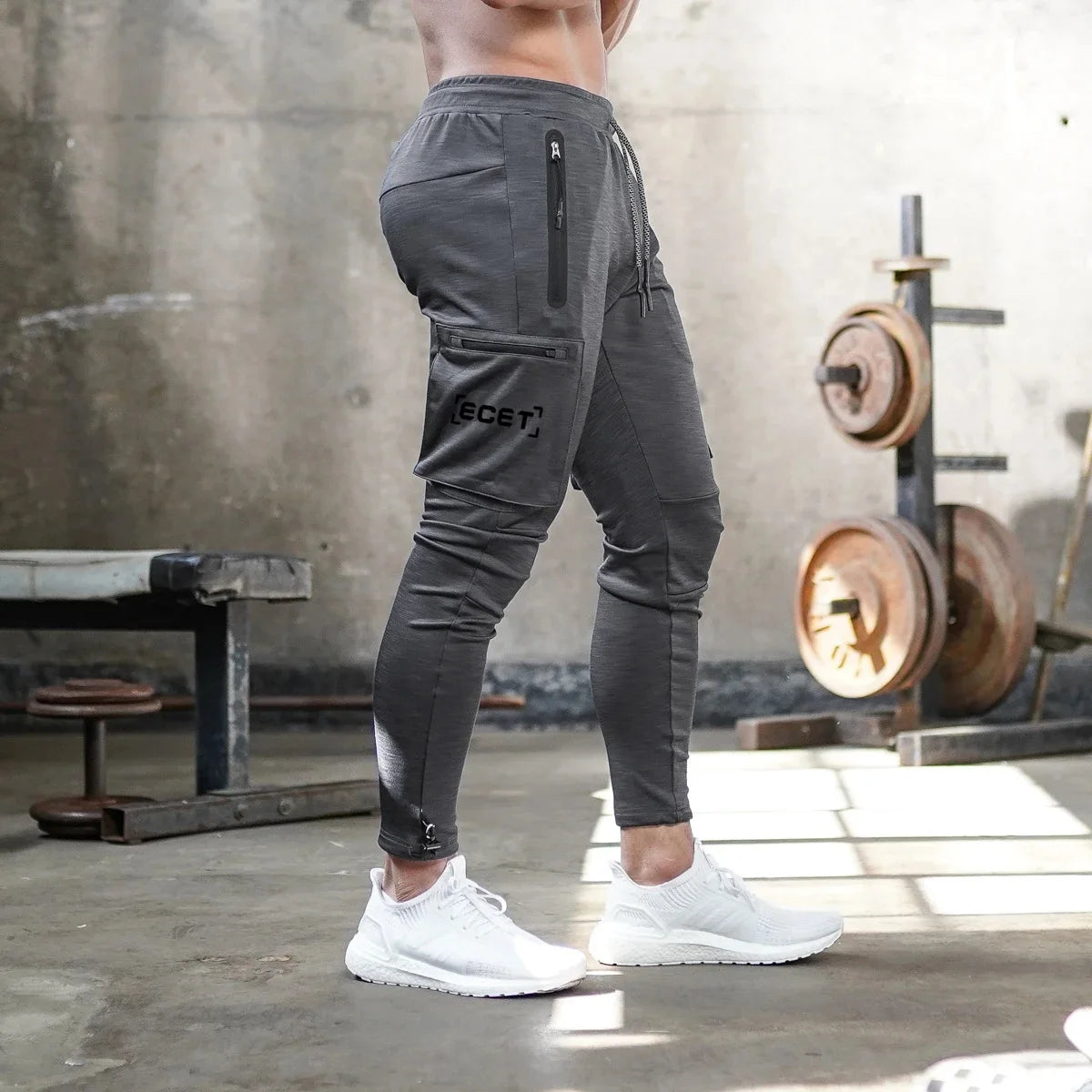 Herren Jogginghose Slim Fit Sportlich Reißverschlusstaschen