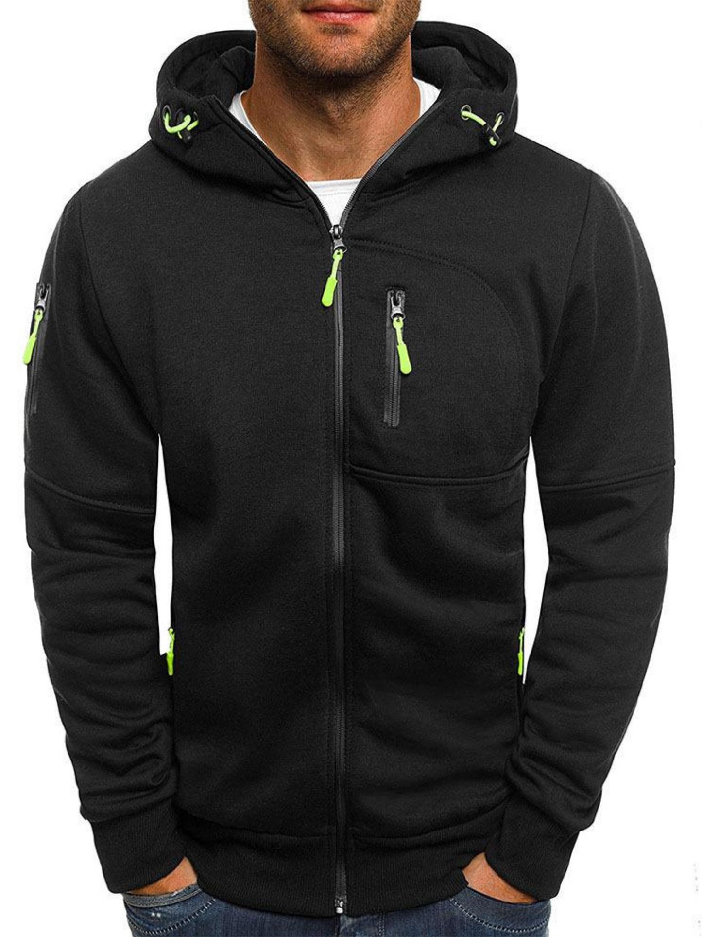 Herren Sportjacke Slim Fit Leichtgewicht mit Kapuze