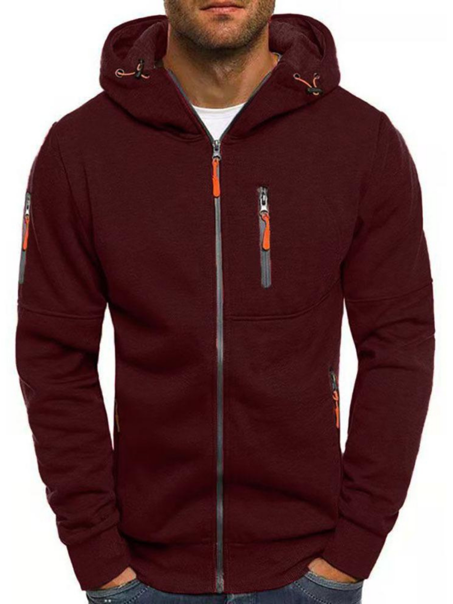 Herren Sportjacke Slim Fit Kapuze Leichtgewichtig
