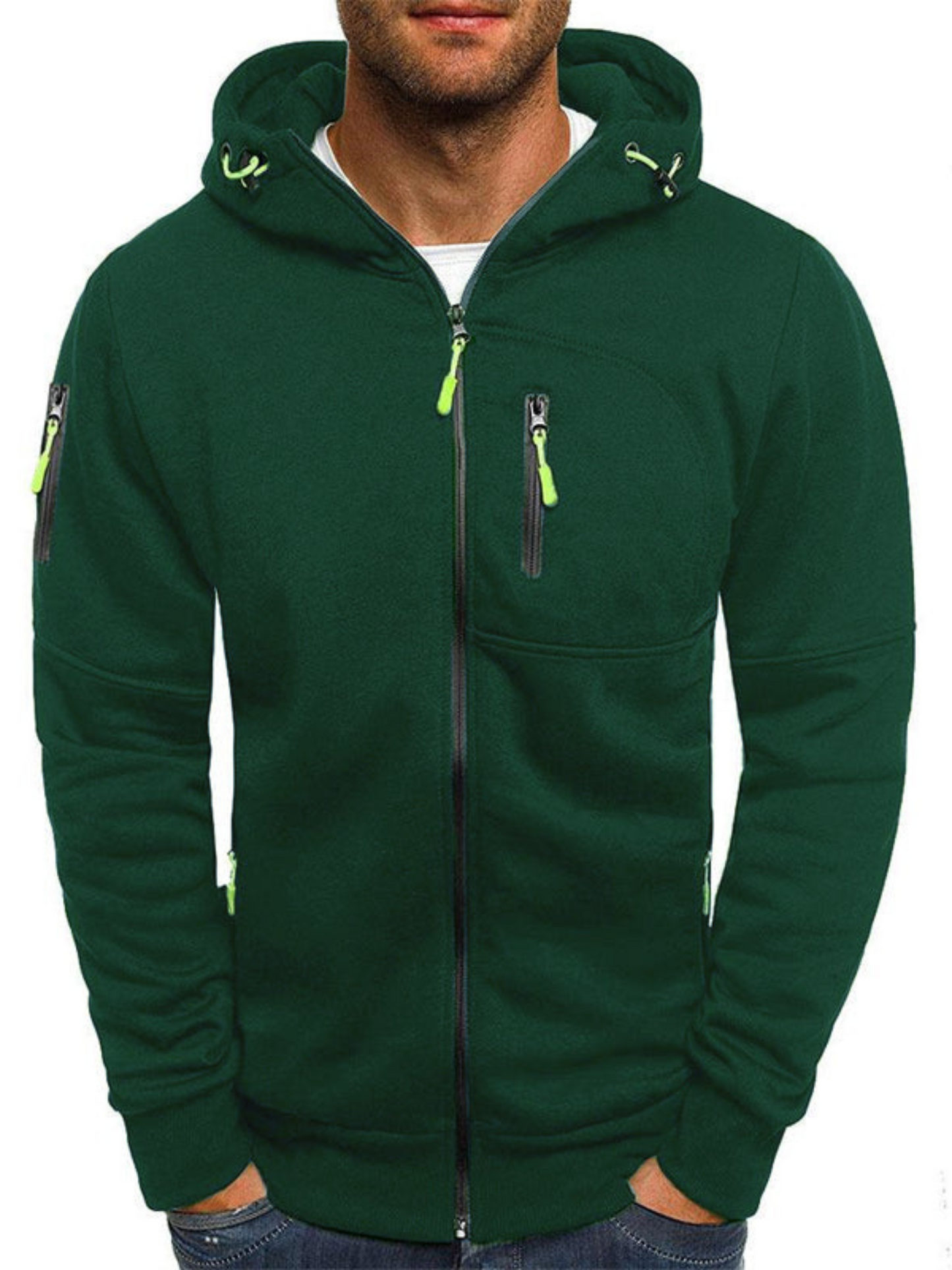 Herren Sportjacke Slim Fit Kapuze Leichtgewichtig