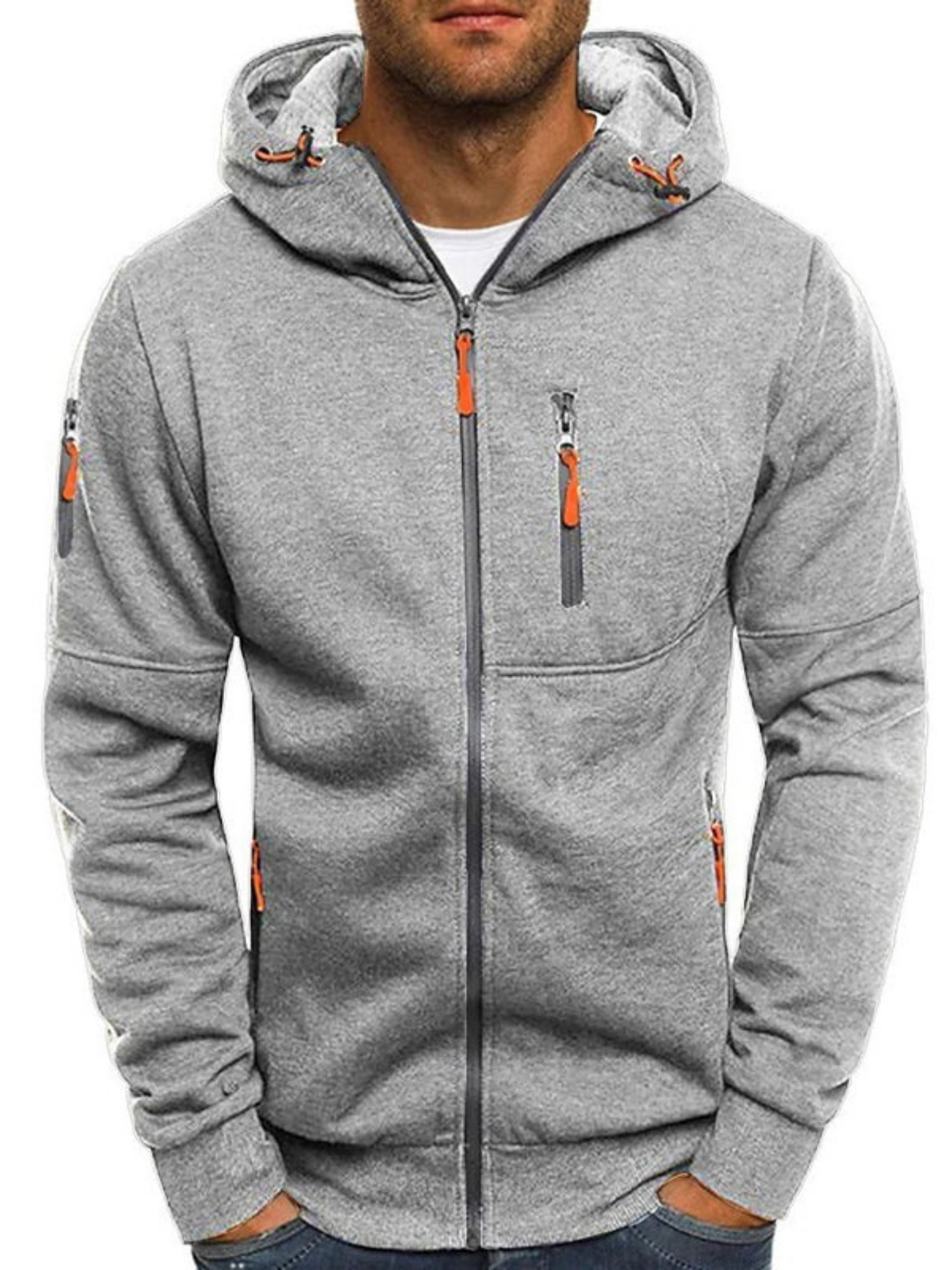 Herren Sportjacke Slim Fit Kapuze Leichtgewichtig