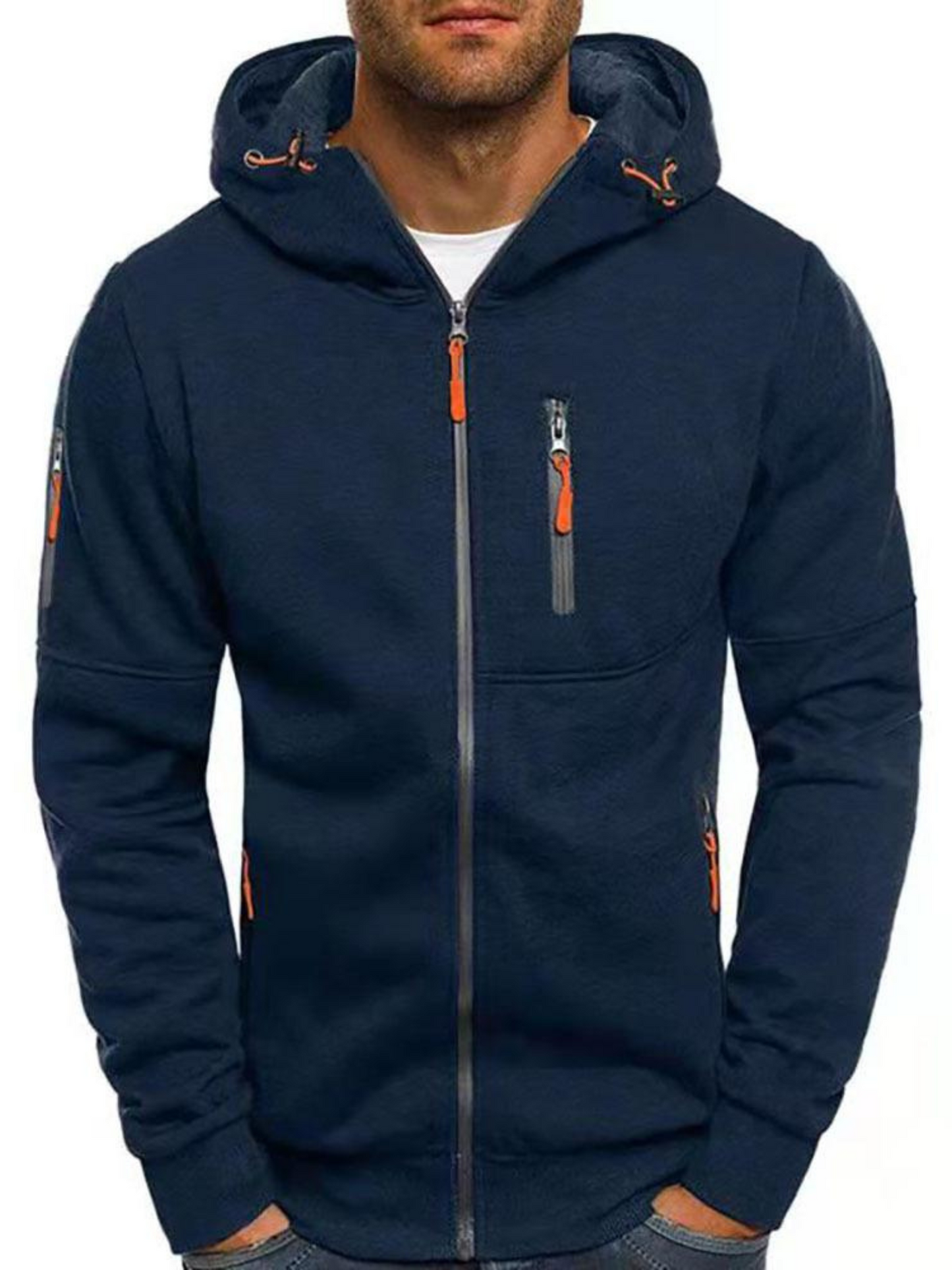 Herren Sportjacke Slim Fit Kapuze Leichtgewichtig