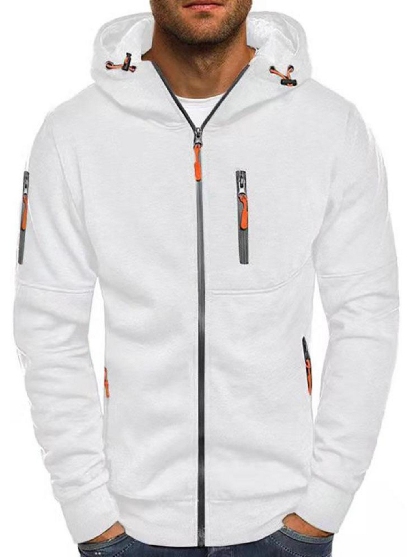 Herren Sportjacke Slim Fit Kapuze Leichtgewichtig