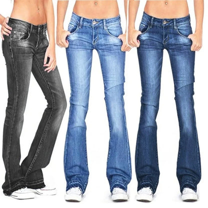 Damen Flare Jeans Lässig Vintage Stil