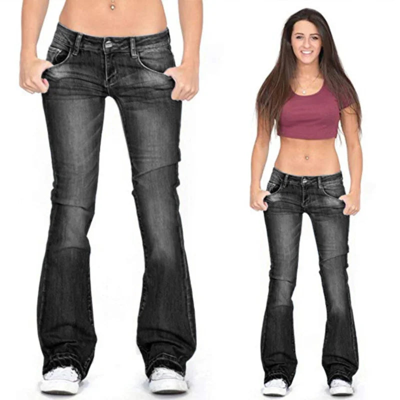 Damen Flare Jeans Lässig Vintage Stil