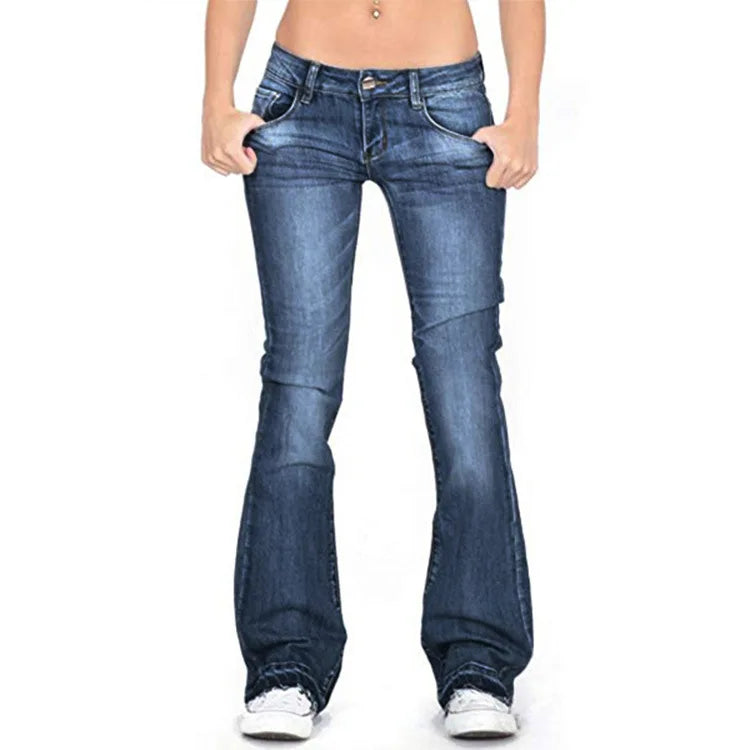 Damen Flare Jeans Lässig Vintage Stil