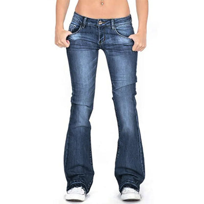 Damen Flare Jeans Lässig Vintage Stil