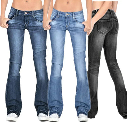 Damen Flare Jeans Lässig Vintage Stil