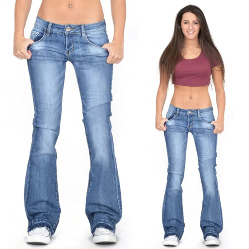 Damen Flare Jeans Lässig Vintage Stil Schwarz - Norvielle