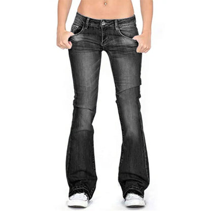 Damen Flare Jeans Lässig Vintage Stil