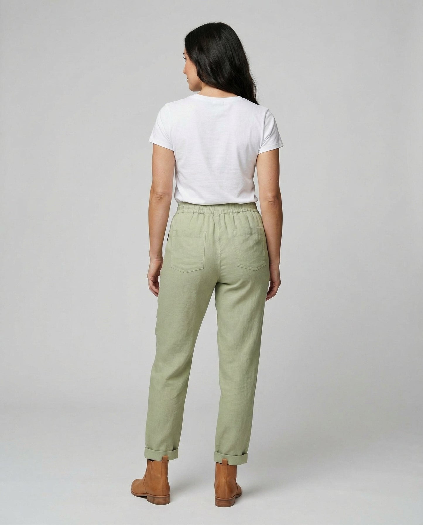 Damen Leinenhose Luftig Sommer Beige