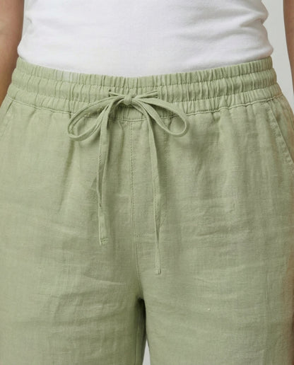 Damen Leinenhose Luftig Sommer Beige