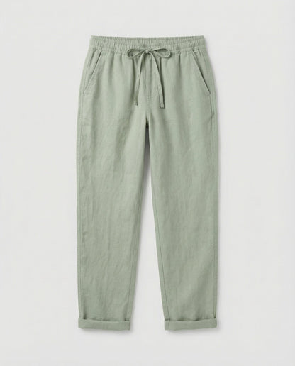 Damen Leinenhose Luftig Sommer Beige