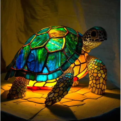 Buntglas Tischlampe Hundemotiv Farbenfroh