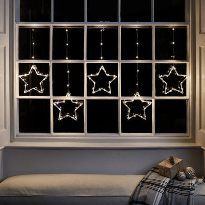 Weihnachts LED Lichterkette Sternvorhang Dekoration - Norvielle