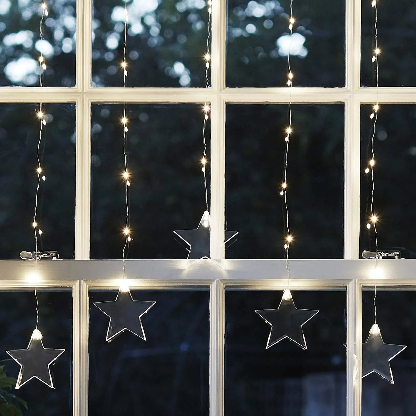 Weihnachts LED Lichterkette Sternvorhang Dekoration