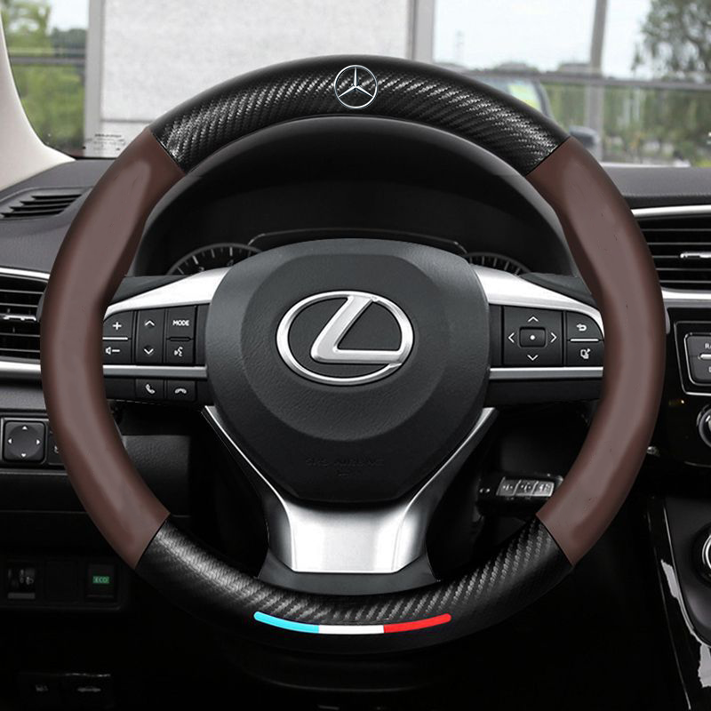 Leder Auto Lenkradbezug 3D Prägung Anti-Rutsch Kohlefaser