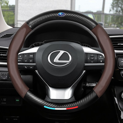 Leder Auto Lenkradbezug 3D Prägung Anti-Rutsch Kohlefaser