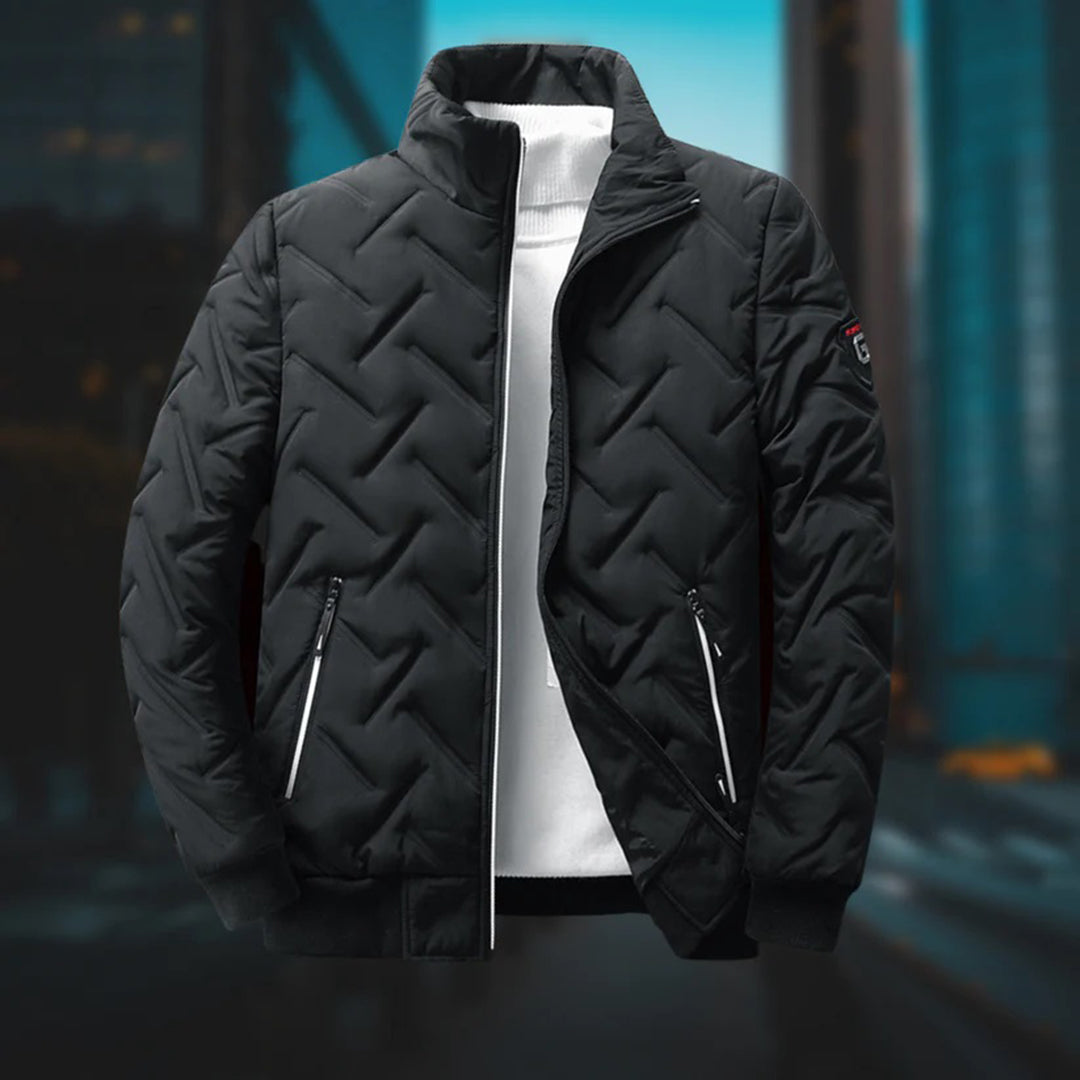 Steppjacke – Herren-Winterjacke mit Reißverschluss und Polsterung-Schwarz-XS-Chaps Herrenmode