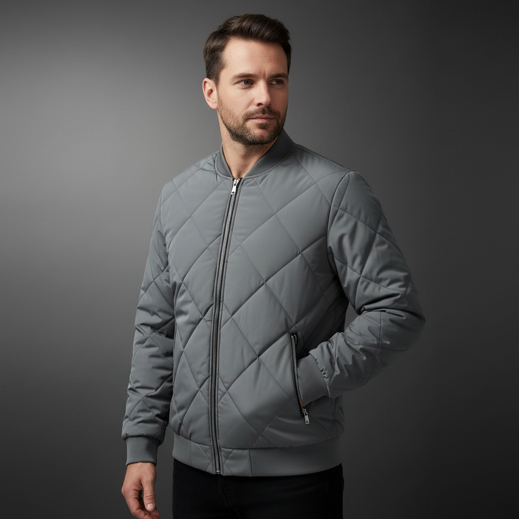 Herren Steppjacke Fleecefutter Winter Schwarz - Norvielle