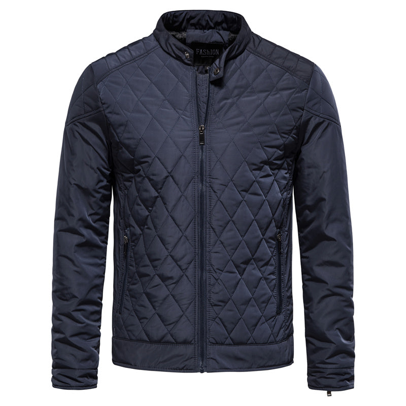 Herren Steppjacke Kariert Reißverschluss Schwarz - Norvielle