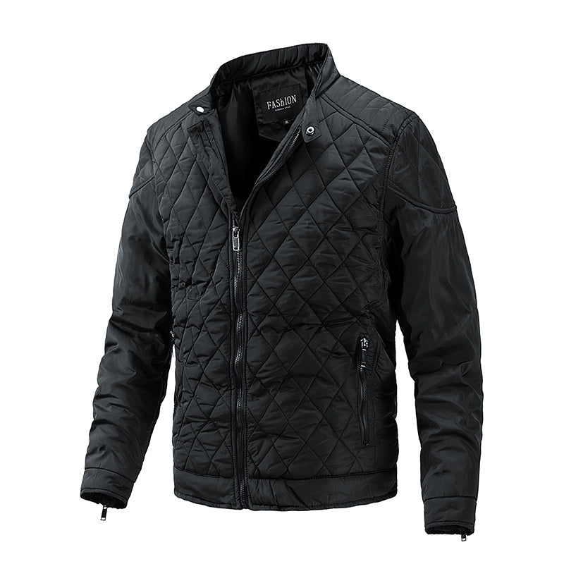 Steppjacke | Mit Reißverschluss | Kariert | Herbstjacke | Herrenjacke-Schwarz-M-Chaps Herrenmode