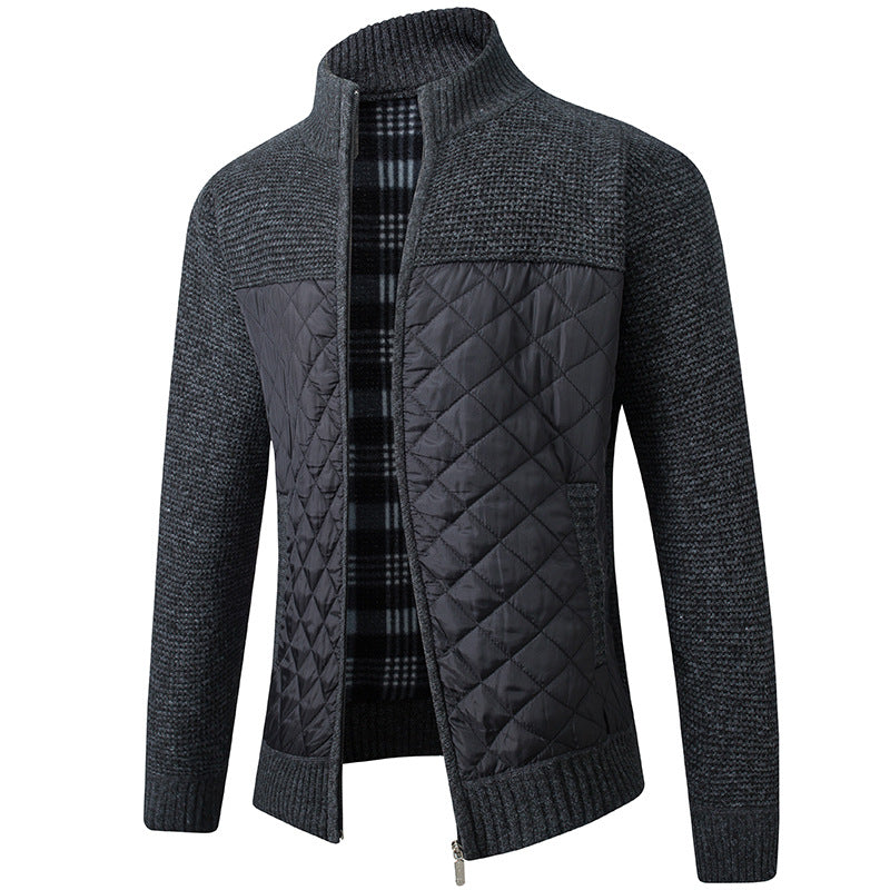 Herren Steppjacke Reißverschluss Stehkragen Schwarz - Norvielle