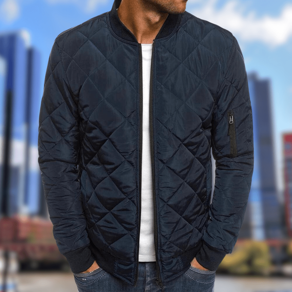Herren Steppjacke Bomberjacke Zip-Up Winter Schwarz - Norvielle