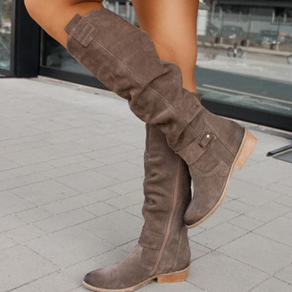 Damen Stiefel Kniehoch Blockabsatz