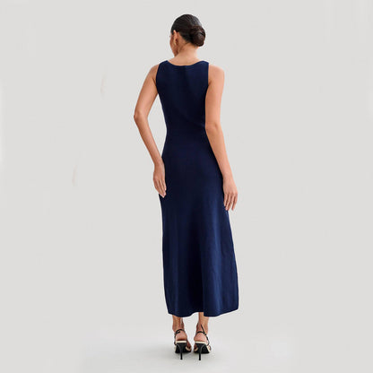 Norvielle Damen Ärmelloses Strickkleid Rundhalsausschnitt - Norvielle