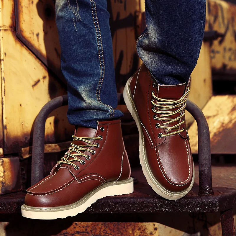 Herren Stiefeletten Knöchelhöhe Schnürung Profilsohle