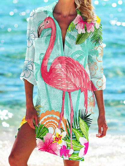 Strandkleid, Strickjacke, Badeanzug, Damenmode, Elarova Print-Hemd für den Urlaub