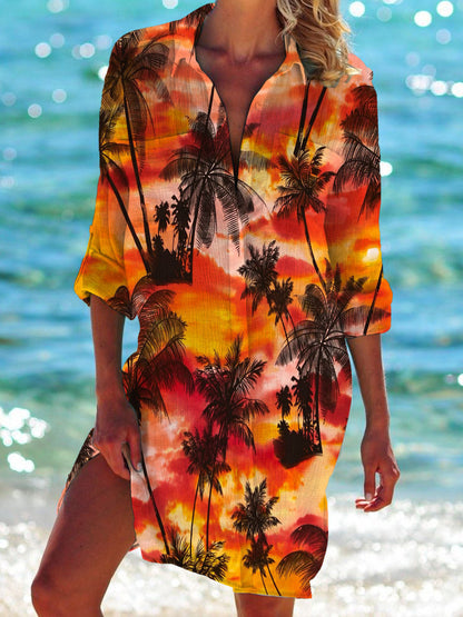 Strandkleid, Strickjacke, Badeanzug, Damenmode, Elarova Print-Hemd für den Urlaub