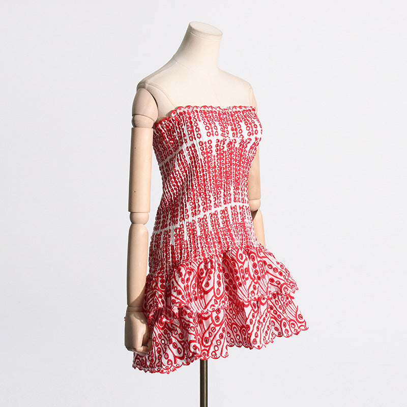 Norvielle Damen Strandkleid A-Linie Rüschen - Norvielle